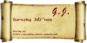 Gurszky János névjegykártya